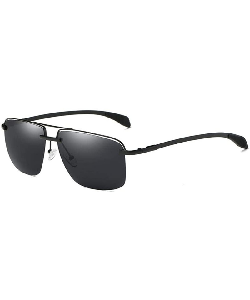 Aviator New Arrival HD Classic Men Polarized Driving Sunglasses W0923 Black Black Multi - W0923 Black Black - CA18XAIWDHY $9.34