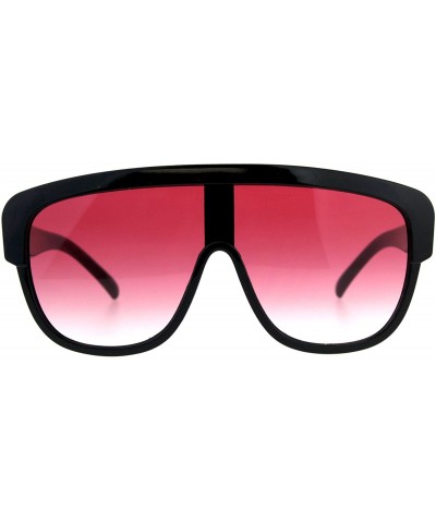 Shield Oversized Fashion Sunglasses Arched Top Futuristic Shield Frame UV 400 - Black (Pink) - CE18CTSGDY4 $20.60