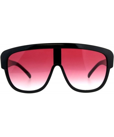 Shield Oversized Fashion Sunglasses Arched Top Futuristic Shield Frame UV 400 - Black (Pink) - CE18CTSGDY4 $11.81