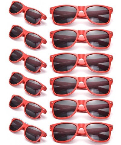 Square Bulk 12 Pack Neon Retro Sunglasses Unisex Adult Kids Party Favors Decor Glasses - Adult Red - CC18ENM2XT4 $32.70