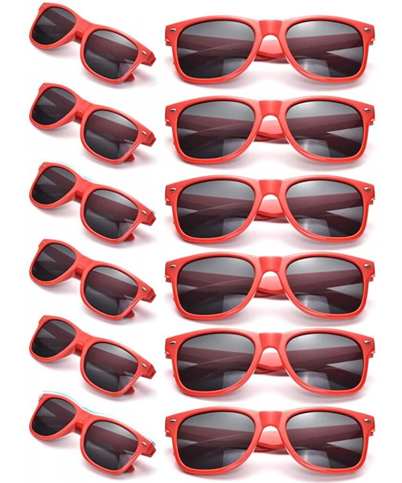 Square Bulk 12 Pack Neon Retro Sunglasses Unisex Adult Kids Party Favors Decor Glasses - Adult Red - CC18ENM2XT4 $21.80