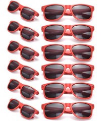 Square Bulk 12 Pack Neon Retro Sunglasses Unisex Adult Kids Party Favors Decor Glasses - Adult Red - CC18ENM2XT4 $21.80