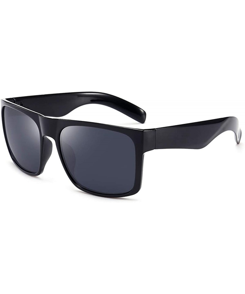 Square Mens Square Polarized Sunglasses Lightweight UV Protection - Black - CD18MGINIX4 $17.58