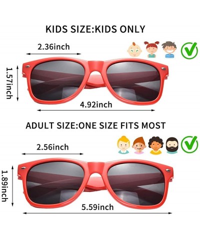 Square Bulk 12 Pack Neon Retro Sunglasses Unisex Adult Kids Party Favors Decor Glasses - Adult Red - CC18ENM2XT4 $21.80