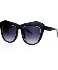 Butterfly Oversize Retro Thick Eyebrow Butterfly Sunglasses - Black Silver - C112D63NKZB $12.37