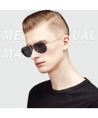 Aviator Men Retro Polarized Sunglasses-Aviator Style Eyewear-Color lens-UV 400 Driving Travel-Exquisite Gift Box - C418RXRSWD...