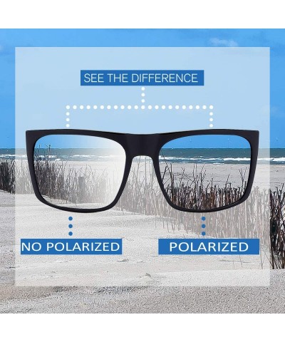 Square Mens Square Polarized Sunglasses Lightweight UV Protection - Black - CD18MGINIX4 $17.58