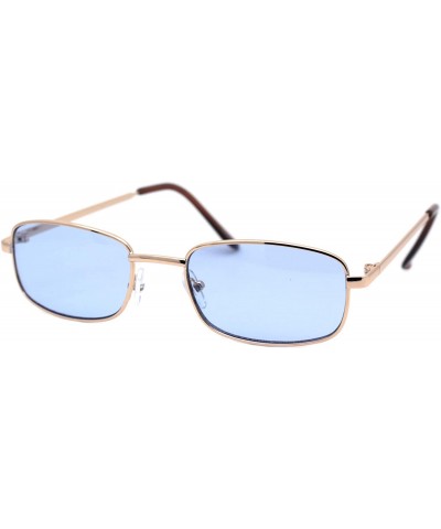 Rectangular Classic Rectangular Gold Metal Frame Sunglasses Color Lens UV 400 - Gold - C1194SKKW6U $19.33