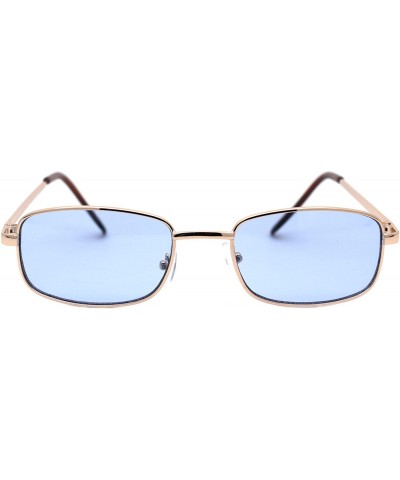 Rectangular Classic Rectangular Gold Metal Frame Sunglasses Color Lens UV 400 - Gold - C1194SKKW6U $10.33