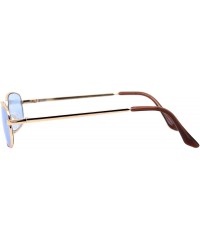 Rectangular Classic Rectangular Gold Metal Frame Sunglasses Color Lens UV 400 - Gold - C1194SKKW6U $10.33