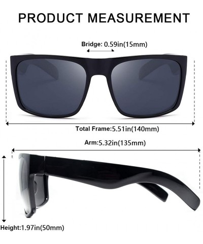 Square Mens Square Polarized Sunglasses Lightweight UV Protection - Black - CD18MGINIX4 $18.29