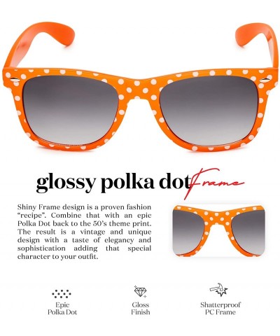 Wayfarer Polka Dot Retro Fashion Sunglasses - 100% UV400 - Tangerine - CI195HD4UKL $9.07