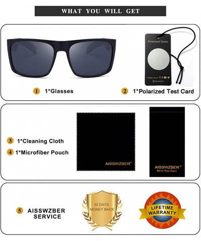 Square Mens Square Polarized Sunglasses Lightweight UV Protection - Black - CD18MGINIX4 $17.58