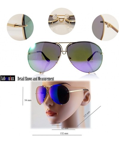 Aviator Retro Rimless Oversize Round Color Tinted Mirrored Sunglasses A031 A032 - Purple Revo - CN186G2EO0I $12.88