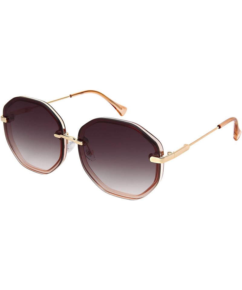 Oversized Oversized Round Oval Shape Sunglasses w/Flat Color Tinted Lens 3351-FLOCR - CC18O8NIY3O $10.73