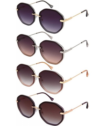 Oversized Oversized Round Oval Shape Sunglasses w/Flat Color Tinted Lens 3351-FLOCR - CC18O8NIY3O $19.16