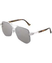 Rimless Rimless Clear Frame Flat Geometric Aviator Sunglasses - Grey Demi - CM190MHC0ZT $27.00