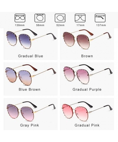 Oversized Sunglasses for Women Oversized UV Protection Travel Driving Sunglasses Round Lace Frame Personality - Biue/Brown - ...