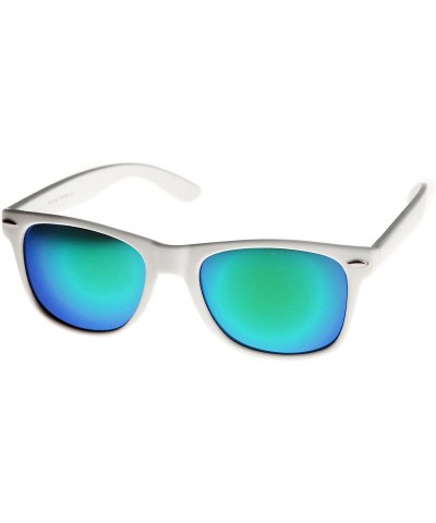 Wayfarer Retro Horn Rimmed 80s Mirrored Sunglasses (white - blue green lens - uv400 - CJ1195K549F $18.26
