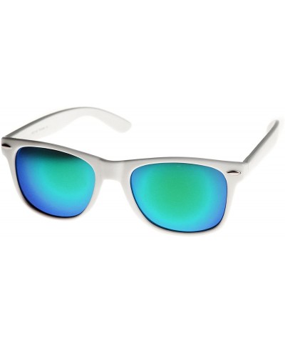 Wayfarer Retro Horn Rimmed 80s Mirrored Sunglasses (white - blue green lens - uv400 - CJ1195K549F $11.62