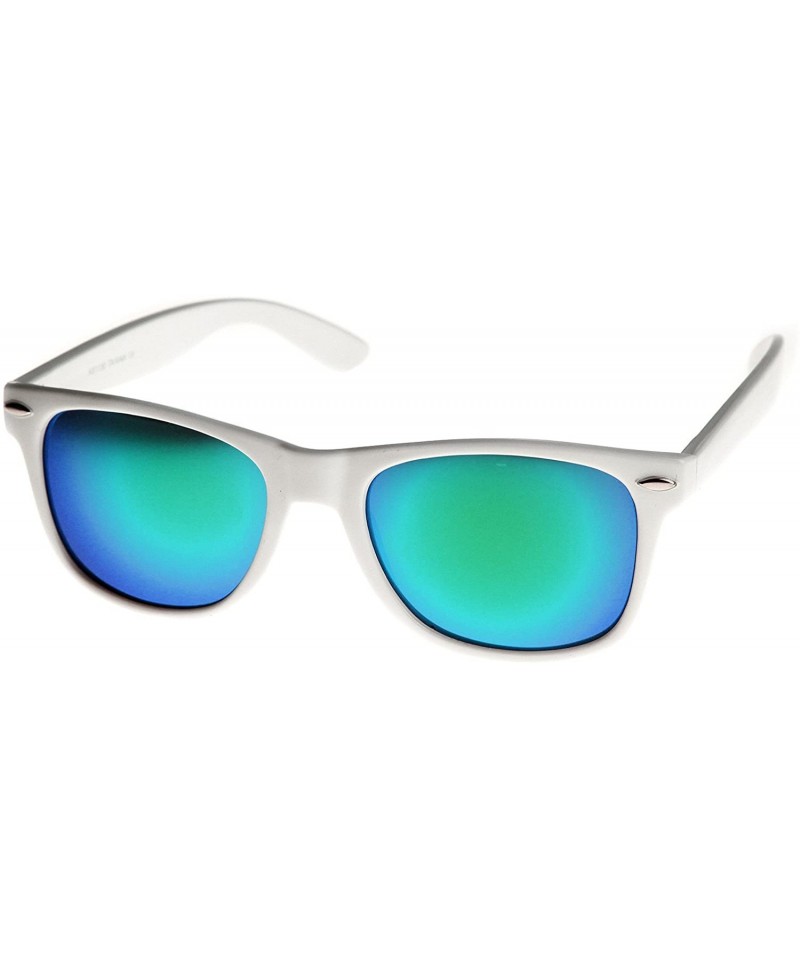 Wayfarer Retro Horn Rimmed 80s Mirrored Sunglasses (white - blue green lens - uv400 - CJ1195K549F $11.62