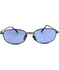 Rectangular Old Classic Vintage 80s Fashion Rectangle Sunglasses Gunmetal Frame Lens - Gunmetal & Blue - CQ18T3022CU $15.67