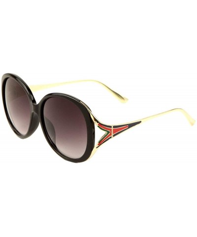 Butterfly Color Temple Oversized Round Butterfly Sunglasses - Smoke - CF197A5CDXM $26.73