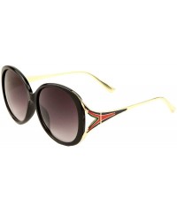 Butterfly Color Temple Oversized Round Butterfly Sunglasses - Smoke - CF197A5CDXM $17.11