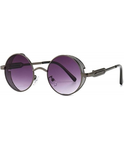 Round Fashion Sunglasses Womens Eyewear Designer - Gray&blue - CB198K8YIRZ $25.14