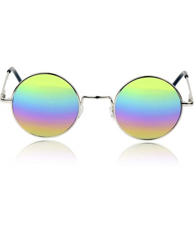 Round Round Sunglasses Hippie John Lennon Vintage Small Circle Gold Glasses - Rainbow-multicolored Lens - CQ18W0ZYTDC $9.58