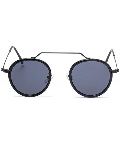 Round 2020 Fashion Retro Round Sunglasses Men Women Full Frame Metal Sun shade glasses UV protection - Black&grey - CK1925OTD...