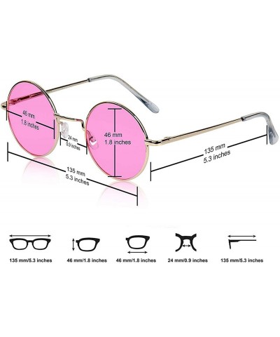 Round Round Sunglasses Hippie John Lennon Vintage Small Circle Gold Glasses - Rainbow-multicolored Lens - CQ18W0ZYTDC $21.76
