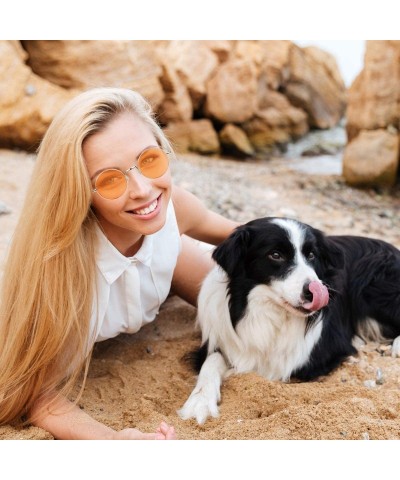 Round Round Sunglasses Hippie John Lennon Vintage Small Circle Gold Glasses - Rainbow-multicolored Lens - CQ18W0ZYTDC $21.76