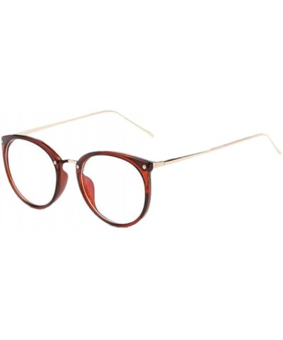 Semi-rimless Women Eyeglasses Vintage Optical Glasses Frame Unisex Myopia Round Eyewear - Brown - CG183OZ0ELN $18.53