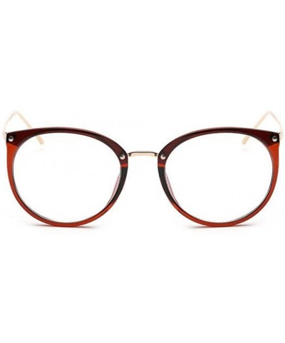 Semi-rimless Women Eyeglasses Vintage Optical Glasses Frame Unisex Myopia Round Eyewear - Brown - CG183OZ0ELN $12.36