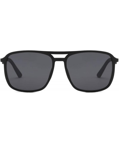 Rectangular Polarized Sunglasses for Men Women Ultra Light Vintage Retro Metal Frame UV400 VL9502 - C718RSAYNDH $32.96