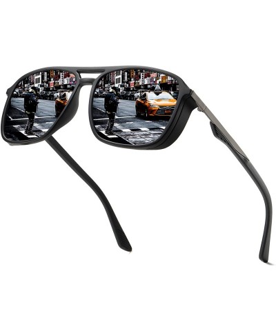 Rectangular Polarized Sunglasses for Men Women Ultra Light Vintage Retro Metal Frame UV400 VL9502 - C718RSAYNDH $18.95