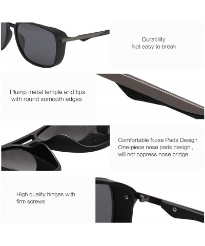 Rectangular Polarized Sunglasses for Men Women Ultra Light Vintage Retro Metal Frame UV400 VL9502 - C718RSAYNDH $18.95