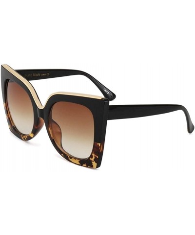 Goggle Oversized Gradient Lens Sunglasses for Women Acetate Frame Goggles UV400 - C2 Black Brown - CC198EAUKWM $13.52