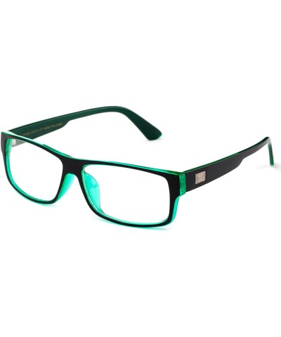 Square "Kayden" Retro Unisex Plastic Fashion Clear Lens Glasses - Black/Green 2 - C712FN8SJ7L $7.15