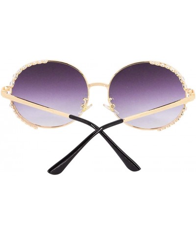 Round Women Fashion Round Pearl Frame Sunglasses UV Protection Sunglasses - Grey Lens - C118ULSL83G $30.61