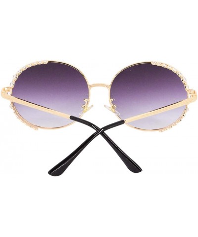 Round Women Fashion Round Pearl Frame Sunglasses UV Protection Sunglasses - Grey Lens - C118ULSL83G $16.51