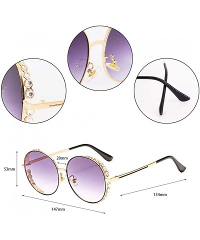Round Women Fashion Round Pearl Frame Sunglasses UV Protection Sunglasses - Grey Lens - C118ULSL83G $35.85