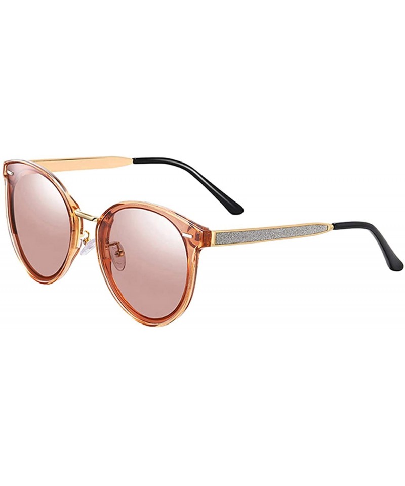 Oversized Oversized Polarized Sunglasses for Women-Round Classic Fashion UV400 Protection 8052 - Brown - C3195MAYW77 $17.12