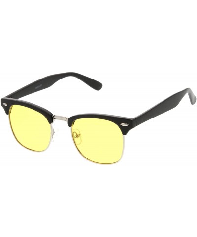 Square Polarized Lens Classic Half Frame Horn Rimmed Sunglasses 50mm - Matte Black-silver / Yellow Polarized - CH12NH7I1I7 $1...