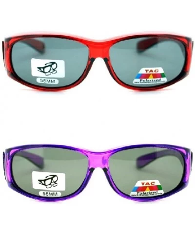 Rectangular 2 Extra Small Polarized Fit Over Sunglasses Wear Over Eyeglasses - Purple / Red - CX12LMD5HE9 $42.50