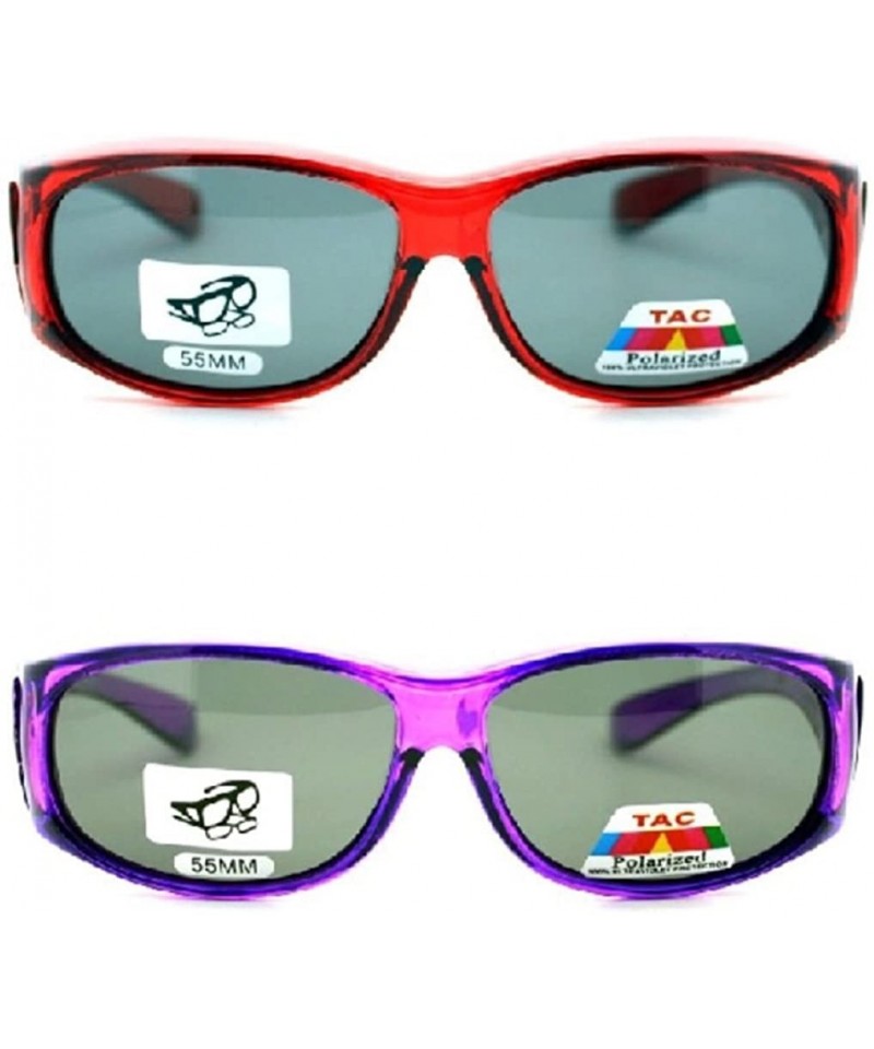 Rectangular 2 Extra Small Polarized Fit Over Sunglasses Wear Over Eyeglasses - Purple / Red - CX12LMD5HE9 $29.11