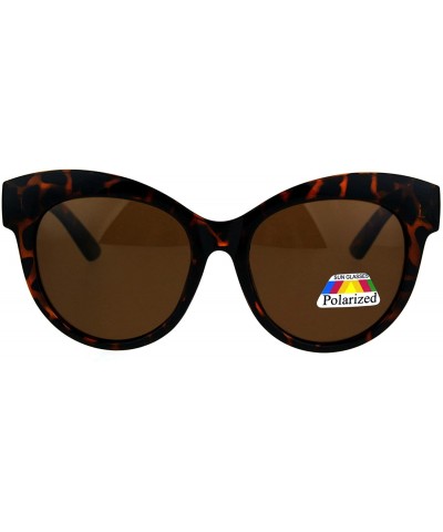 Round Womens Polarized Lens Sunglasses Classic Round Butterfly Cateye Frame - Tortoise - CI187ZIX72K $23.72