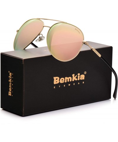 Aviator Sunglasses Men Women Aviator-Polarized 60mm Len Shades Metal Frame UV400 - Pink15 - CE18E4TEO8S $19.64