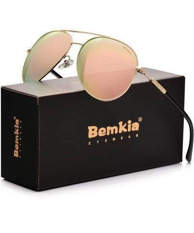 Aviator Sunglasses Men Women Aviator-Polarized 60mm Len Shades Metal Frame UV400 - Pink15 - CE18E4TEO8S $29.85